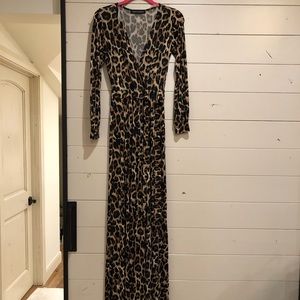 Sexy leopard maxi wrap dress